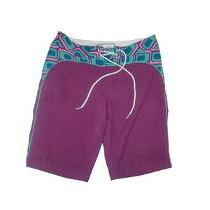 Level Six Paddle Surf Board Shorts Women 6 Purple Geometric Water Sports Swim‎